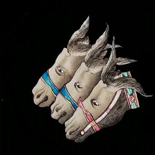 An animated magic lantern slide that turns soldiers into donkeys