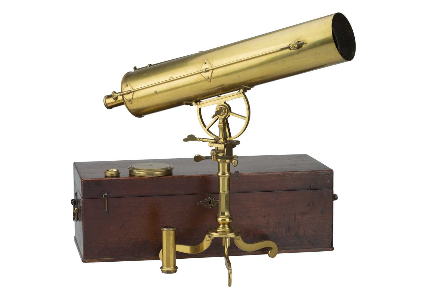 Lot - BRASS TELESCOPE ON TRIPOD 19th Century Telescope length