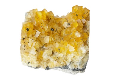 Lot 518 - Yellow Fluorite Cubes on Matrix, With Provenance from Old Collection