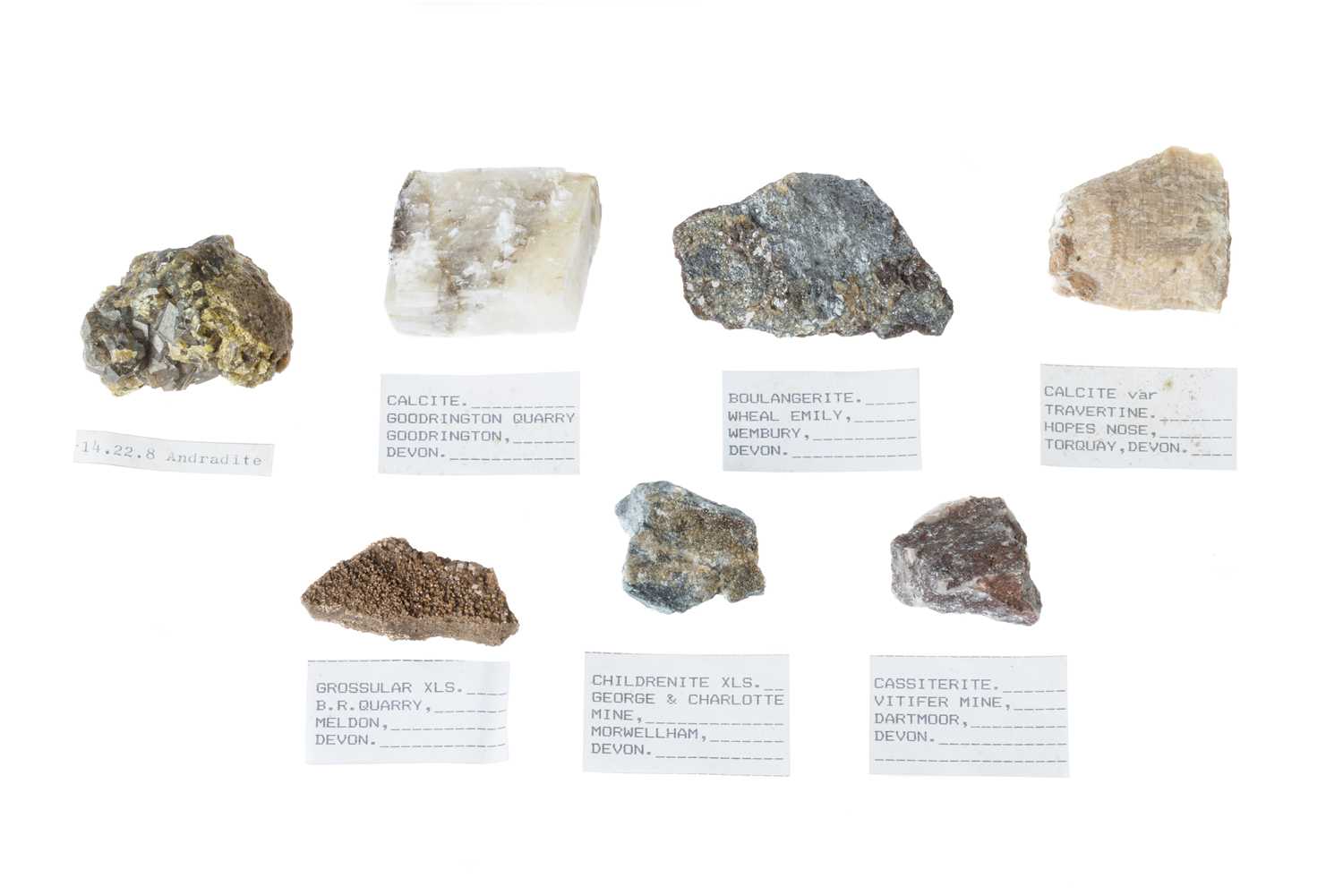 Lot 558 - Collection of 12 Minerals From Devon & Somerset Quarries & Mines