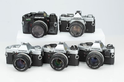 Lot 461 - A Selection of Five Olympus OM Series 35mm SLR Cameras