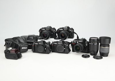 Lot 454 - A Selection of Nikon SLR Cameras & Lenses