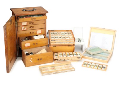 Lot 275 - Microscope Slide Makers Cabinet & Slides
