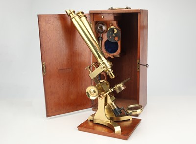 Lot 253 - A Good Victorian Brass Binocular Microscope