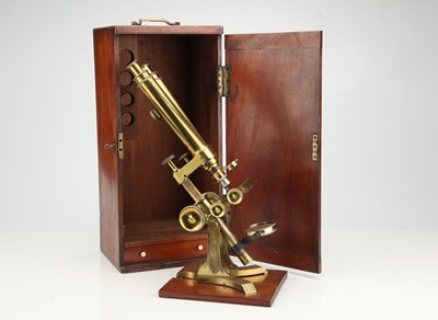 Lot 254 - A Good Victorian Brass Binocular Microscope