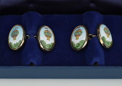 Lot 602 - A Pair of Halcyon Days Enamels Silver Gilt Cufflinks