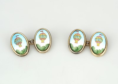 Lot 602 - A Pair of Halcyon Days Enamels Silver Gilt Cufflinks