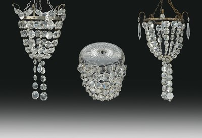 Lot 532 - Three Lead Crystal Drop Chandeliers