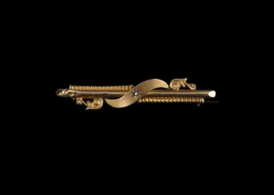 Lot 599 - Victorian 9 ct Gold and Chip Diamond Bar Brooch