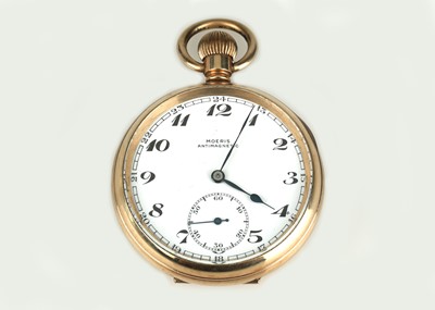 Lot 583 - A Gold Plated Moeris Antimagnetic Crown Wind Fob Watch