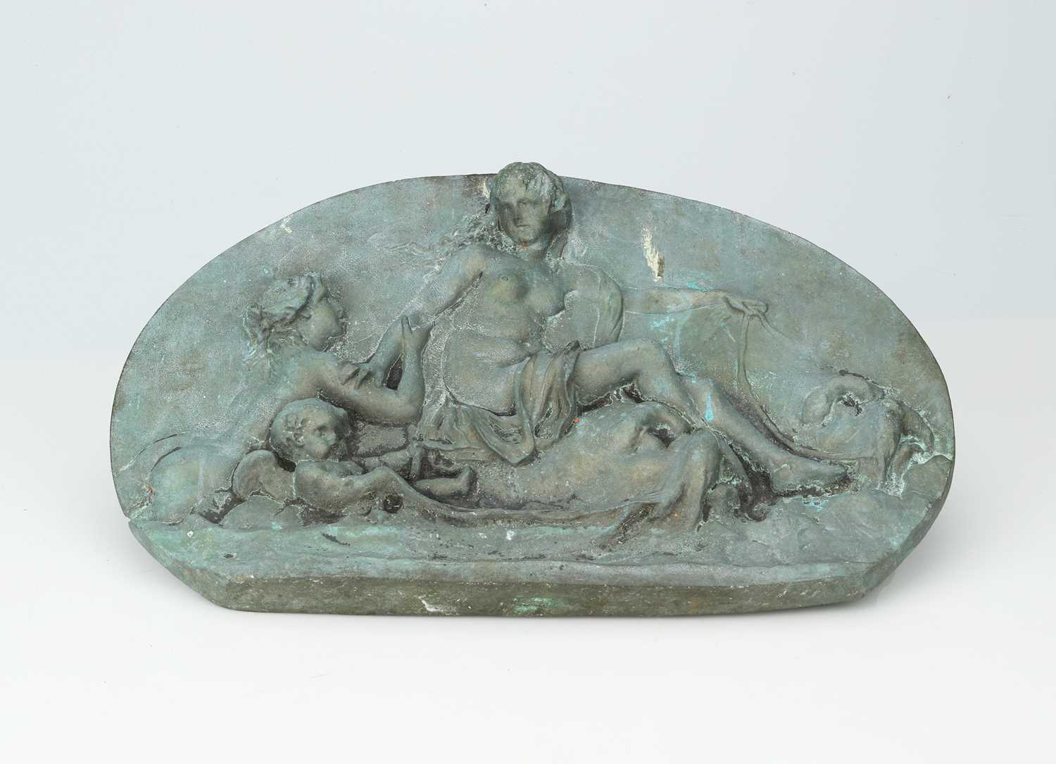 Lot 536 - An early nineteenth bronze heavily cast plaque of Venus and Cupid