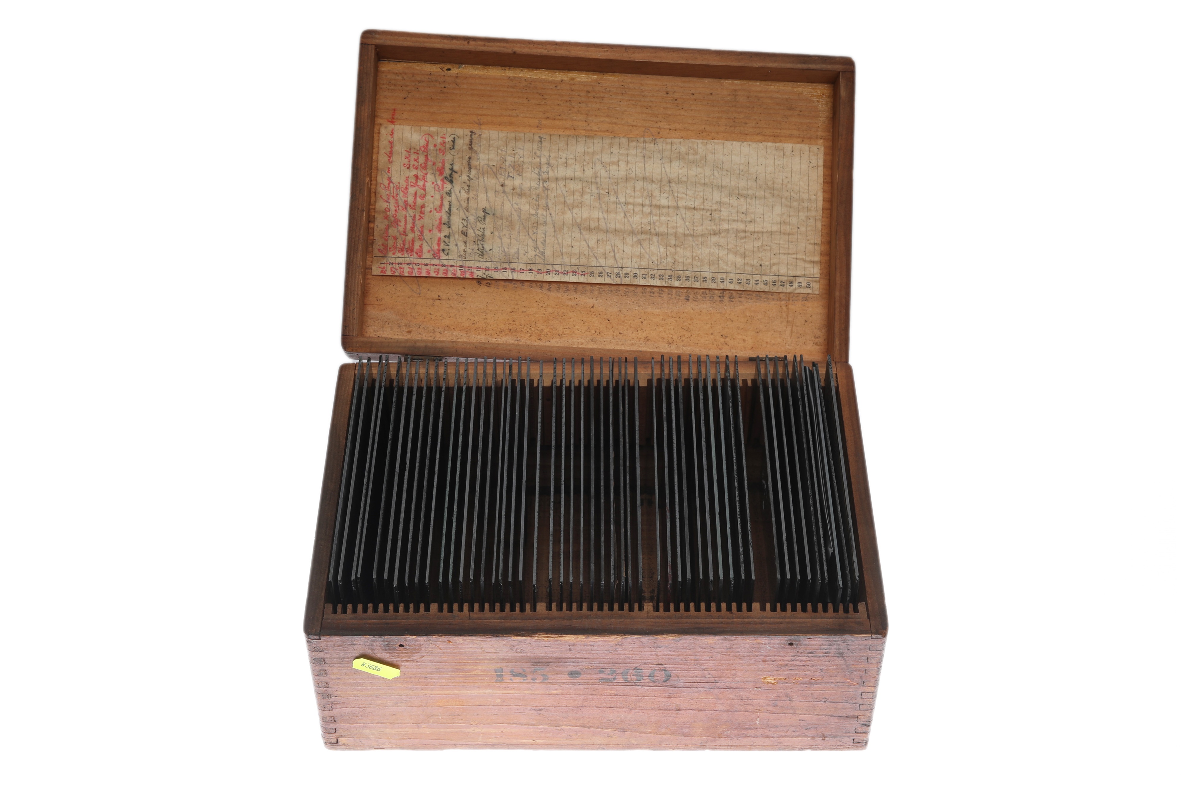 Lot 838 - Vintage Pine Box of Glass Negatives