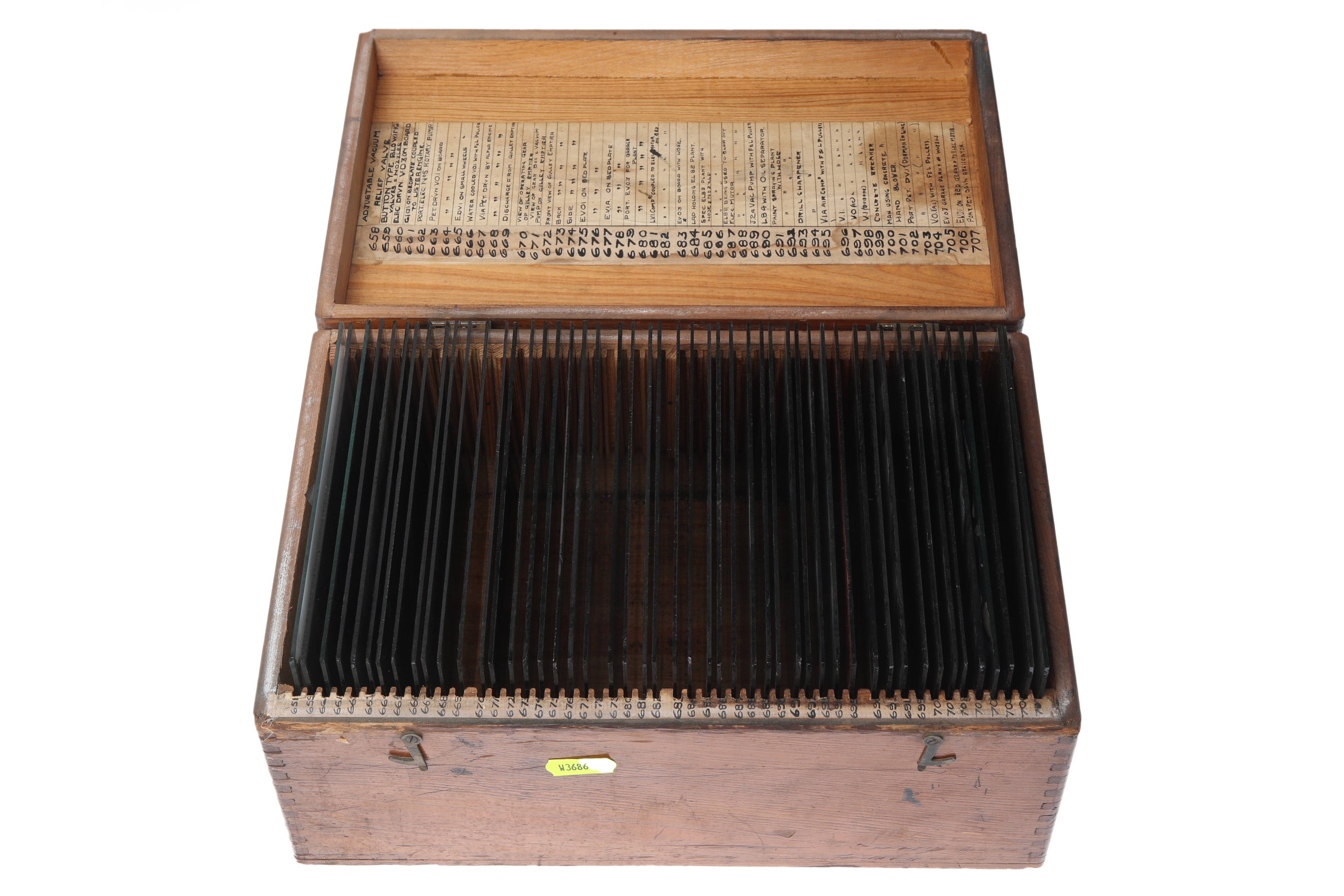 Lot 844 - Vintage Pine Box of Glass Negatives