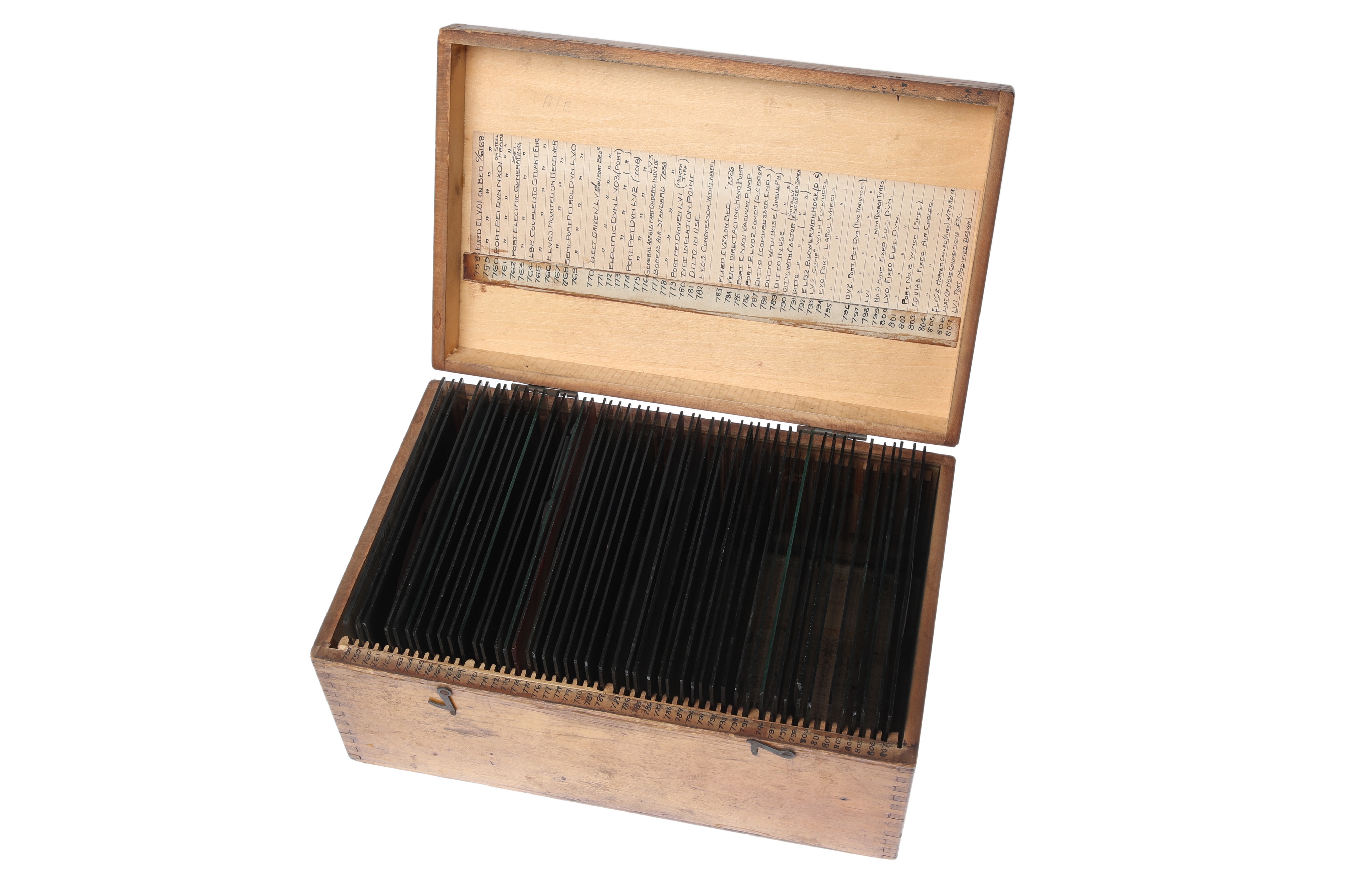 Lot 845 - Vintage Pine Box of Glass Negatives