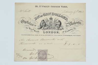 Lot 680 - An Original George Dollond Receipt dated 1858