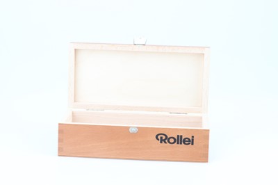 Lot 365 - A Small Wooden Display Box Marked 'Rollei'