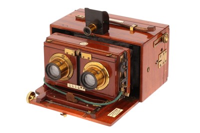 Lot 1268 - A W. Watson & Sons Stereo Alpha Brass & Mahogany Camera Outfit