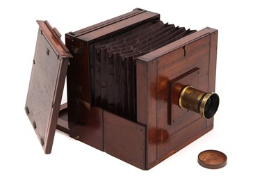 Lot 1272 - An Unmarked 10x12" Wet Plate Tailboard Mahogany & Brass Camera