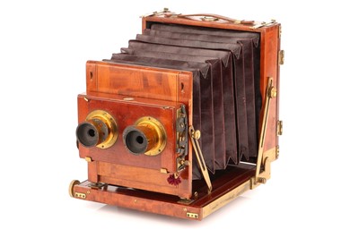 Lot 1275 - A Thornton Pickard Stereo Half Plate Mahogany Field Camera