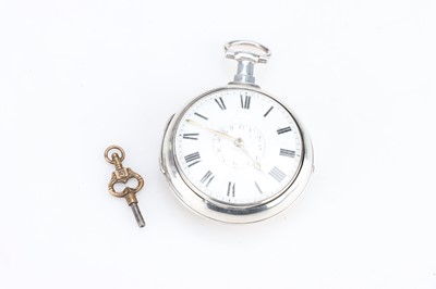 Lot 645 - A George III Gentleman's Silver Pair Cased Fob Watch