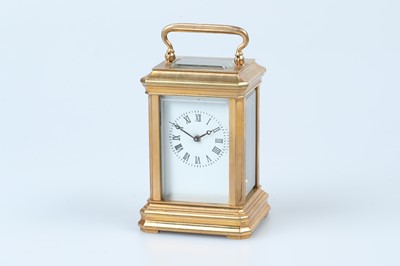 Lot 624 - A Mid-20th Century Miniature Lacquered Brass Carriage Clock