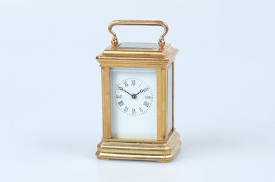 Lot 623 - A Mid-20th Century Miniature Lacquered Brass Carriage Clock