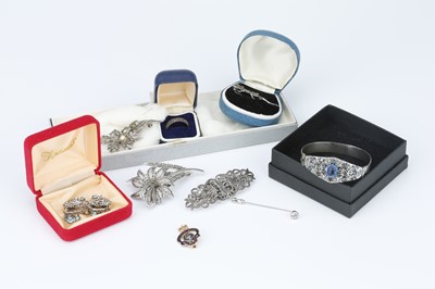 Lot 572 - A Small Collection of Silver and Marcasite Jewellery