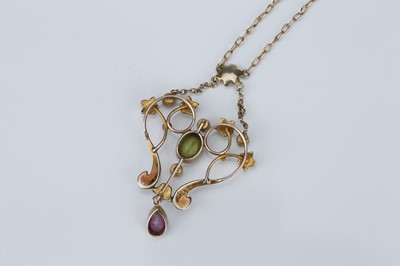 Lot 573 - An Edwardian Art Nouveau Precious Stone Pendant