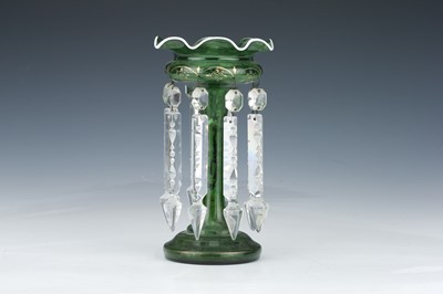 Lot 485 - An Edwardian Green Glass Table Lustre