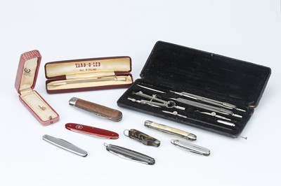 Lot 570 - A Collection of Pen Knives and Drawing Equipment