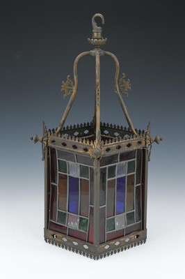 Lot 495 - A 1930s Coloured Glass Porch Lantern