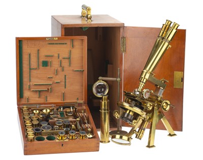 Lot 185 - An Exceptional Powell & Lealand No.1 Ring Stage Binocular Microscope Outfit