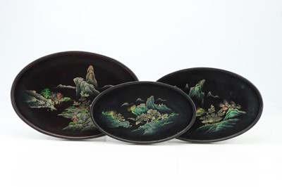 Lot 205 - Three Chinese Lacquer Trays