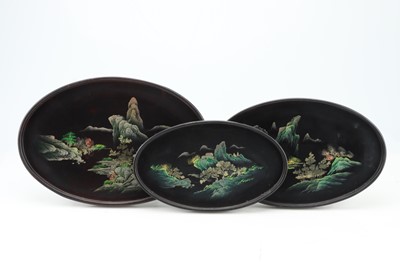 Lot 30 - Three Chinese Lacquer Trays