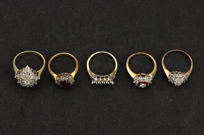 Lot 124 - A Group of Five Costume Dress Rings