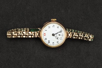 Lot 156 - A 9 ct Gold Cased Trench Style Watch