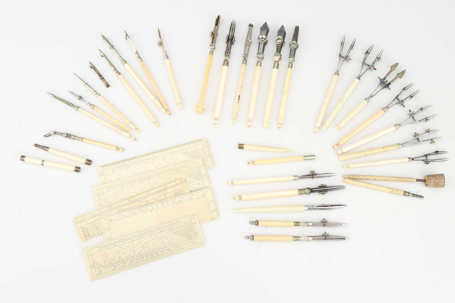 Lot 266 A Collection of Ivory Drawing Instruments,