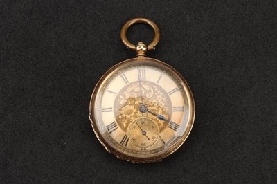 Lot 157 - A 14 ct Gold Key Wind Open Face Fob Watch