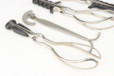 Lot 1 - Surgical Instruments, Three Pairs of Antique Obstetric Forceps etc