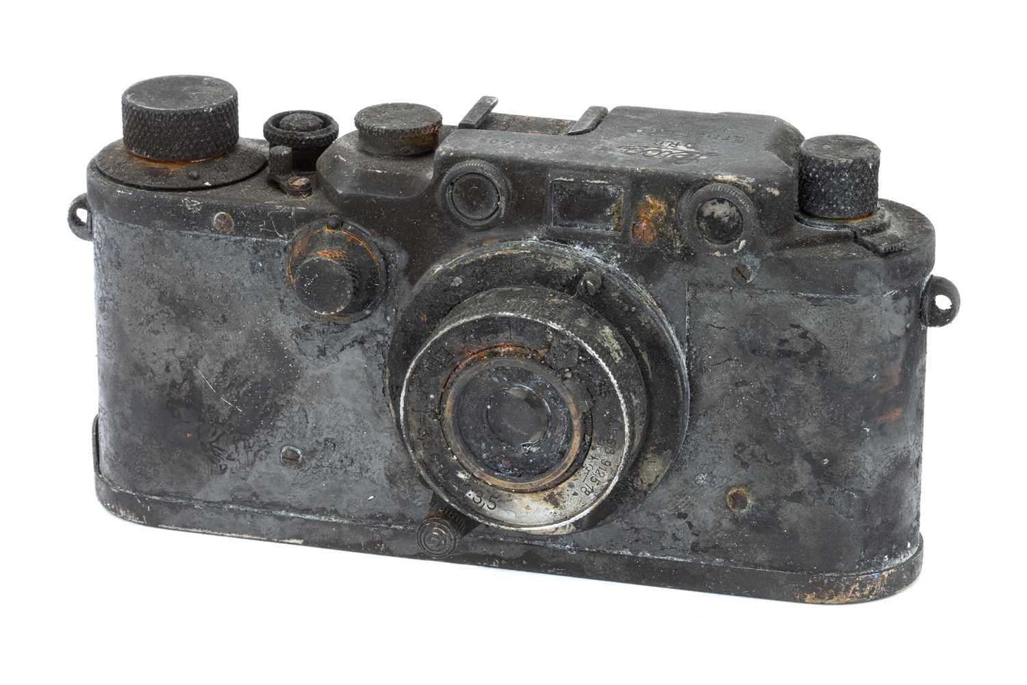 Lot 574 - A Fire Damaged Leica IIIc Rangefinder Camera