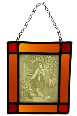 Lot 112 - A Lithophane in Red Stained Glass Frame