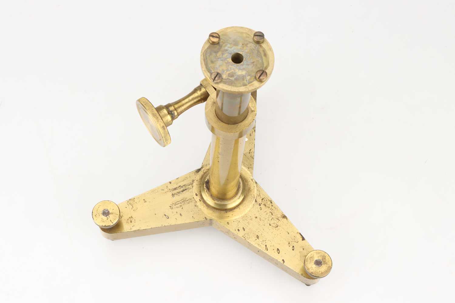 Lot 229 A Large Brass Adjustable Tripod Stand,