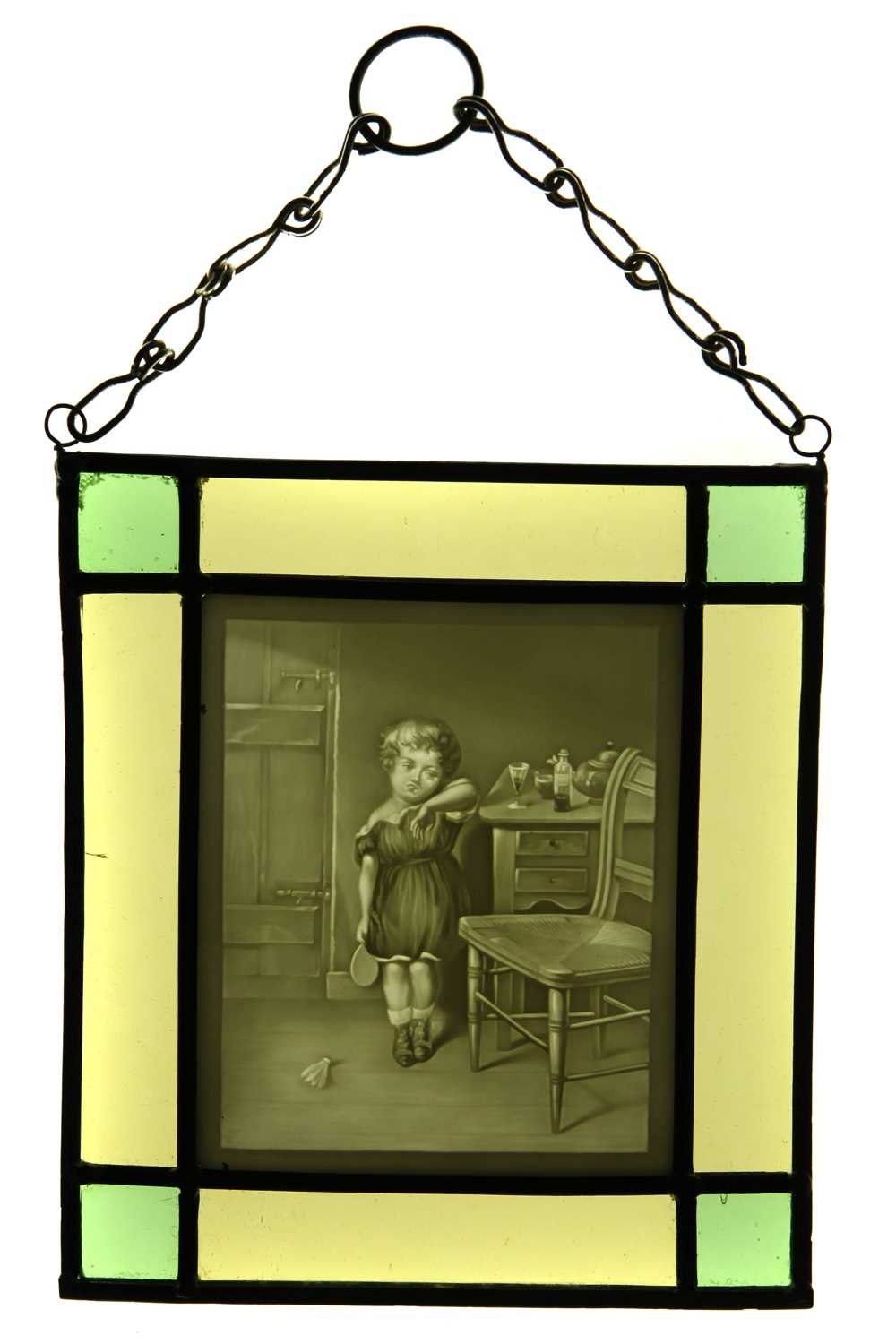 Lot 116 - A Lithophane in Stained Glass Frame