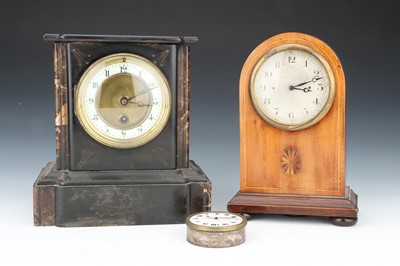 Lot 153 - A 30-Hour Black Slate Mantel Clock
