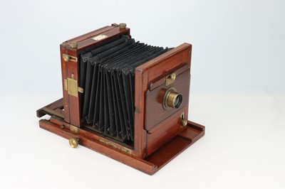 Lot 381 - Brass & Mahogany Half Plate Tailboard Camera By Sands & Hunter