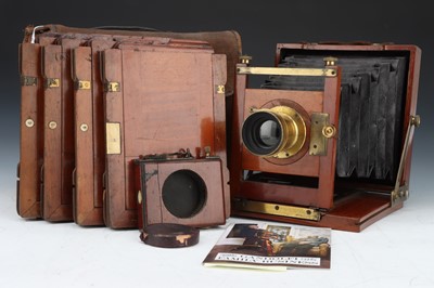 Lot 614 - A Thornton Pickard Mahogany & Brass Half Plate Field Camera