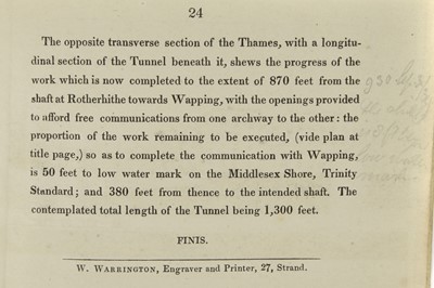 Lot 131 - Brunel's Own Copy - An Explanation of the Works of the Tunnel Under the Thames from Rotherhithe to Wapping