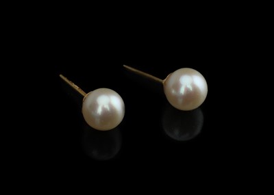 Lot 144 - Pearl Solitaire Earrings