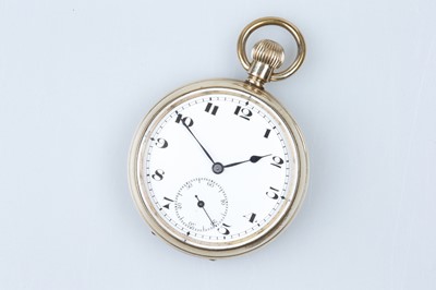 Lot 163 - A Gold Plated Open Faced Crown Wind Fob Watch