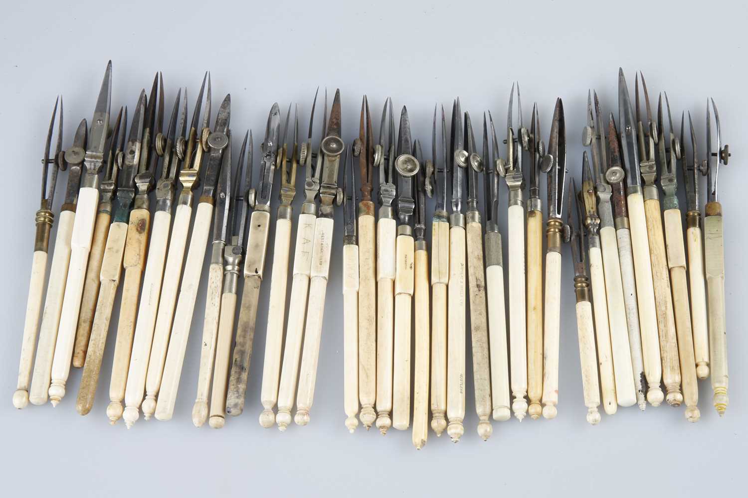 Lot 296 - A Quantity of Ivory Drawing Instruments